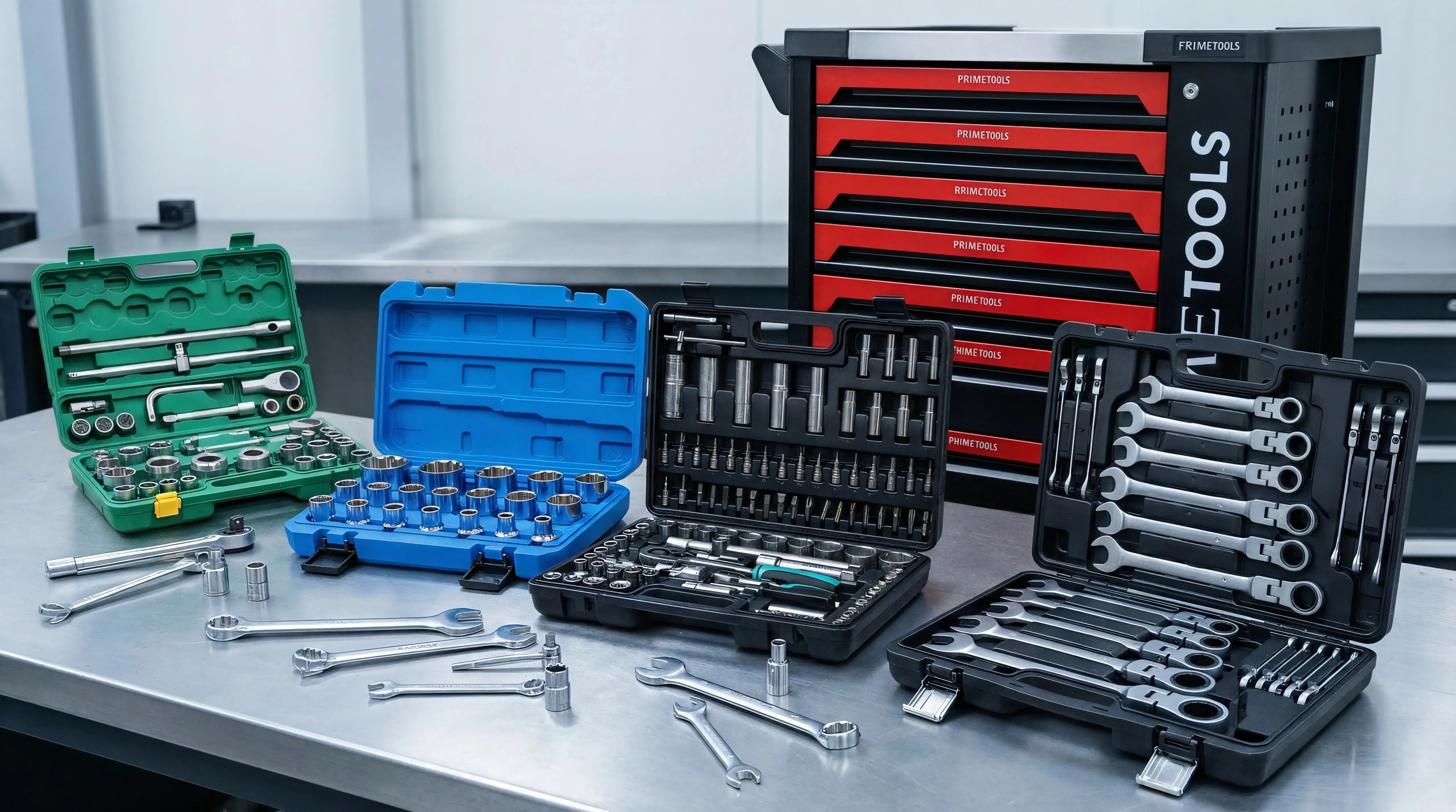 Werkzeug Set mit Ratschenschlüssel und Steckschlüssel