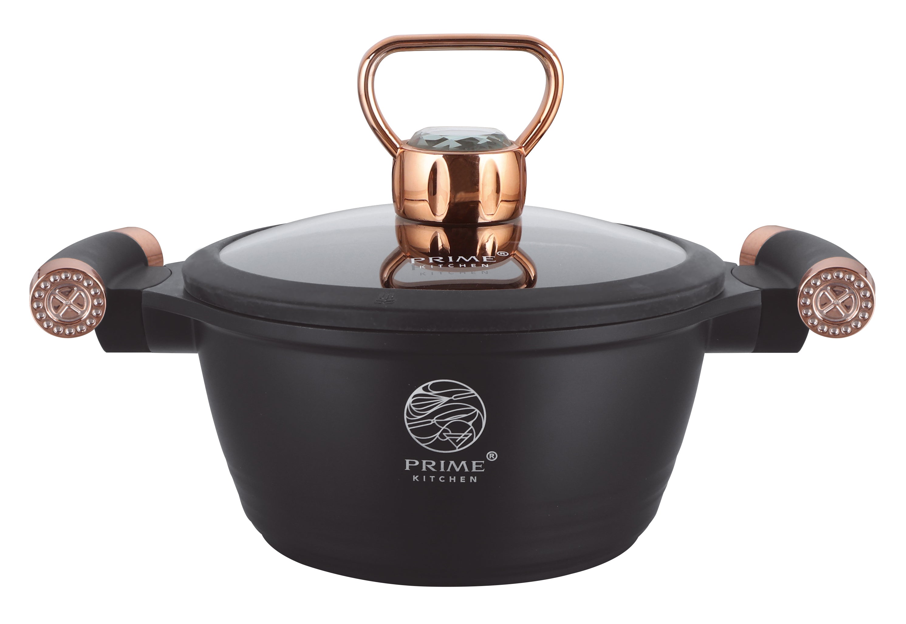 Diamond Edition Topfset 10-teilig – Keramik Antihaft, Induktion, Diamant Deckelgriff (Gold/Silber)