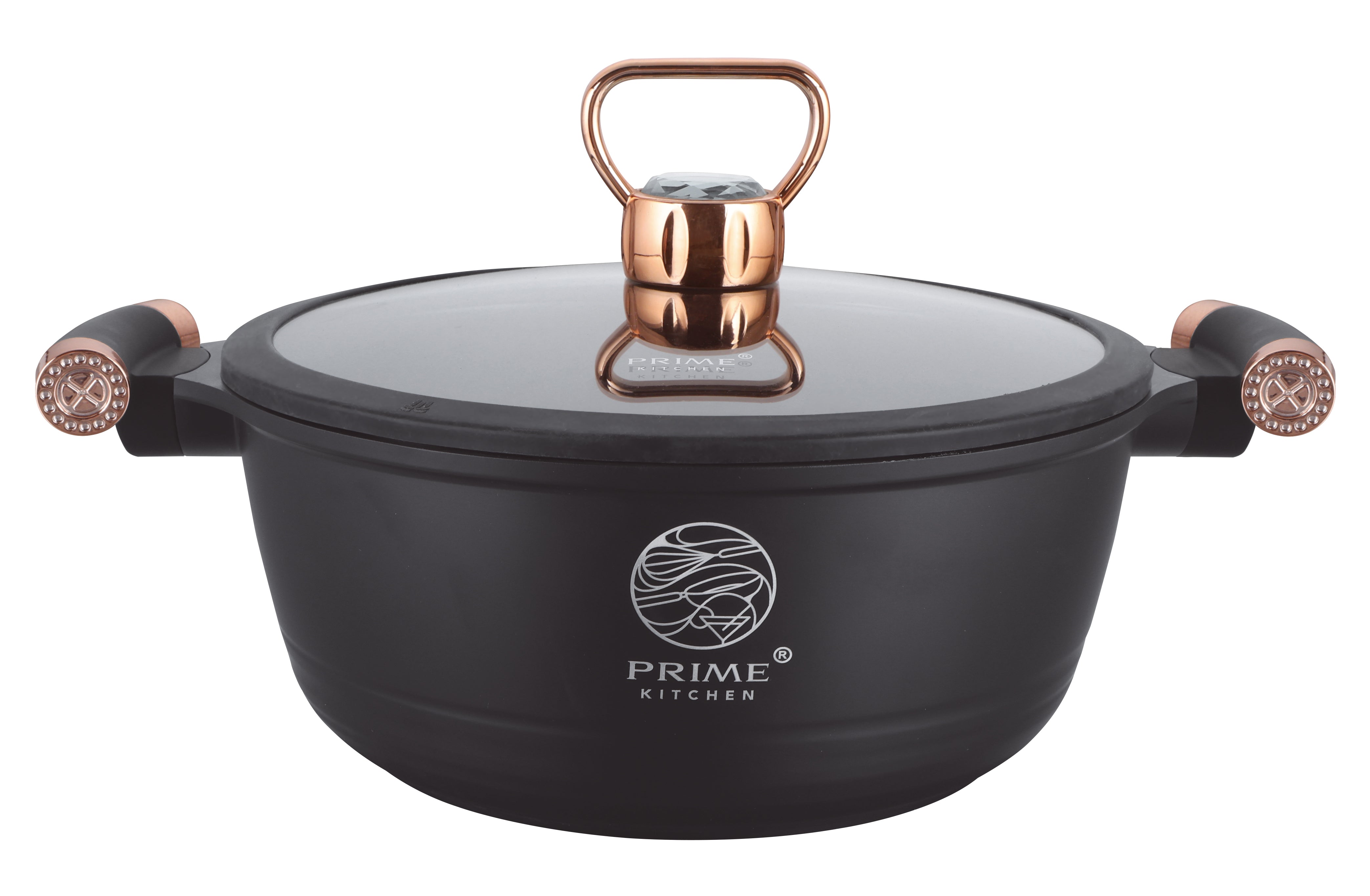 Diamond Edition Topfset 10-teilig – Keramik Antihaft, Induktion, Diamant Deckelgriff (Gold/Silber)