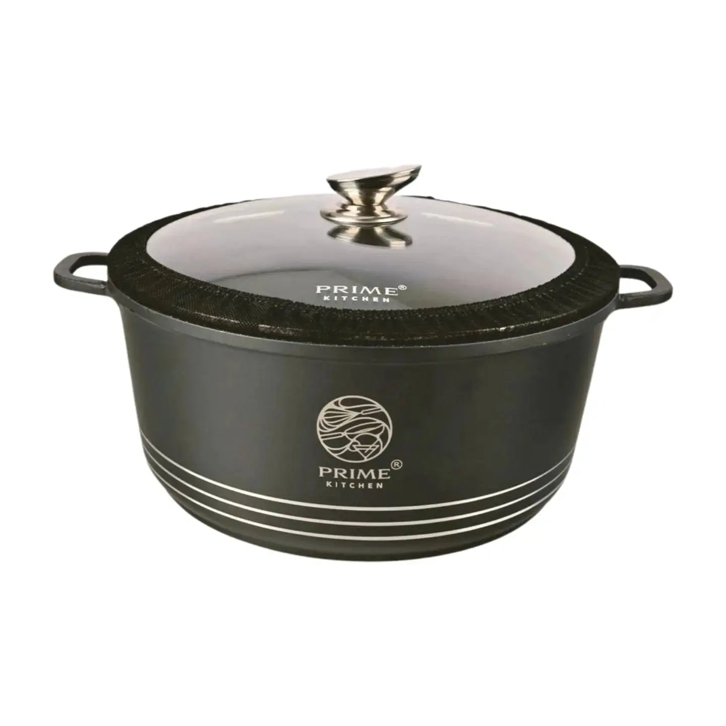Kochtopf-Set 3-teilig – 24cm / 28cm / 30cm – Aluguss Töpfe mit Glasdeckel, Induktion geeignet