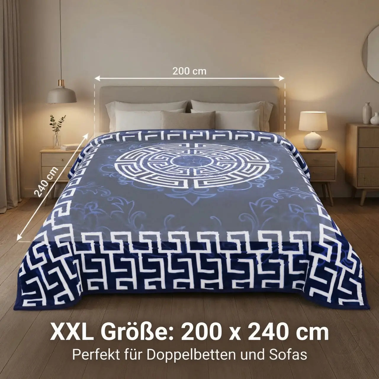 Prime Homely Premium XXL Kuscheldecke 200x240 cm – 4 kg schwere Luxus-Wohndecke aus Flanell | Extra weich & warm | Sofa- und Bettdecke Prime Deluxe GmbH