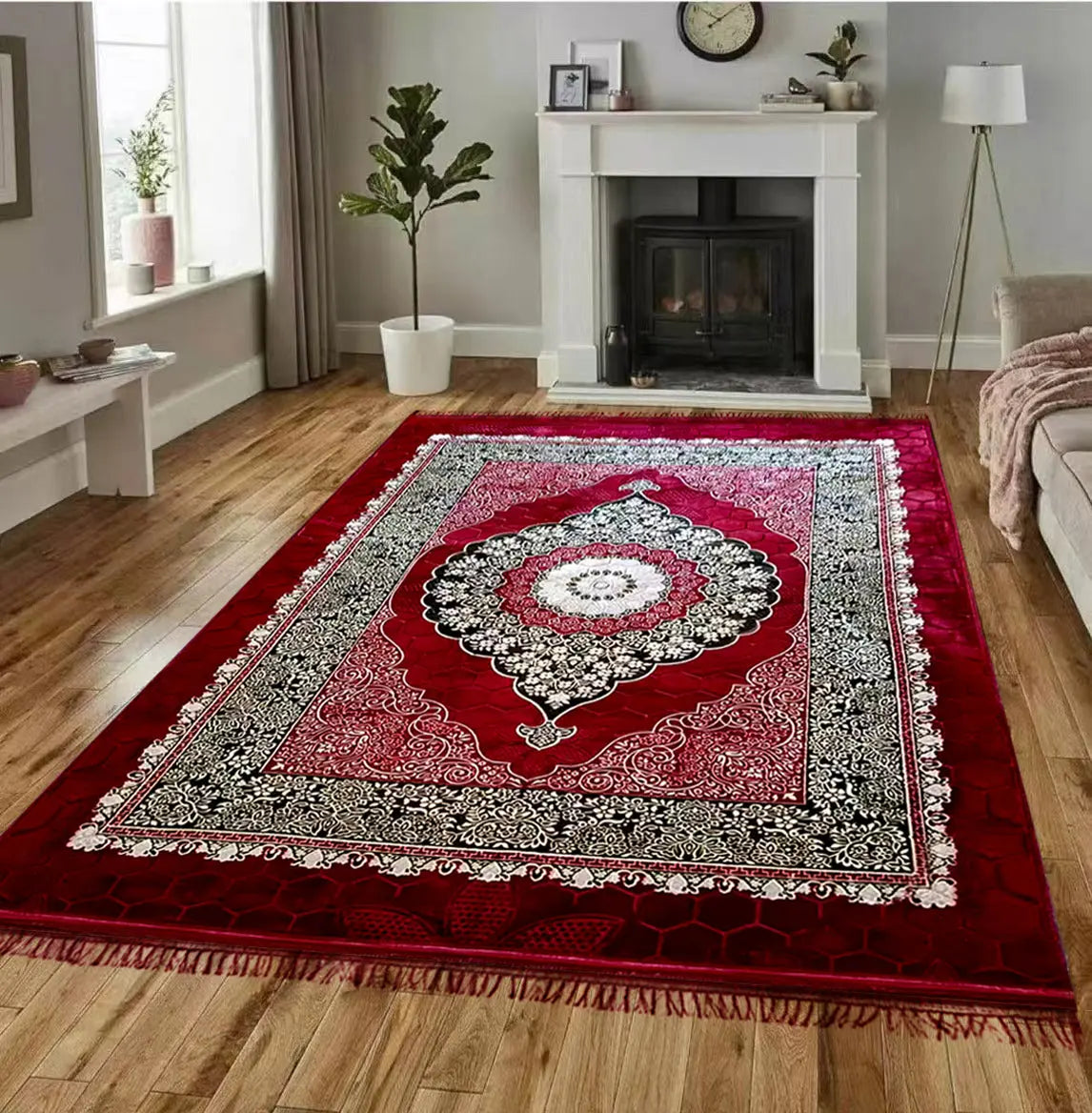 Rutschfester Teppich 200x300 cm – Weicher Designerteppich mit orientalischem Muster – Grau, Schwarz, Beige oder Rot Prime Deluxe GmbH