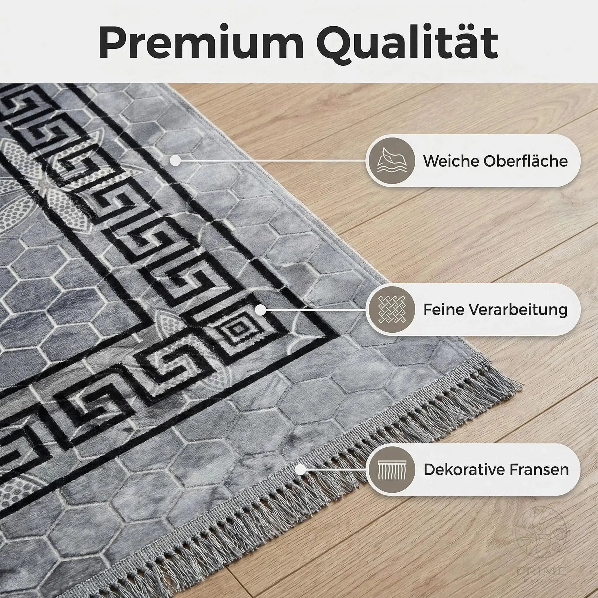 Vintage Teppich 200x300 cm aus Polyester mit rutschfester Unterseite – Wohnzimmer Teppich in 4 Farben Prime Deluxe GmbH