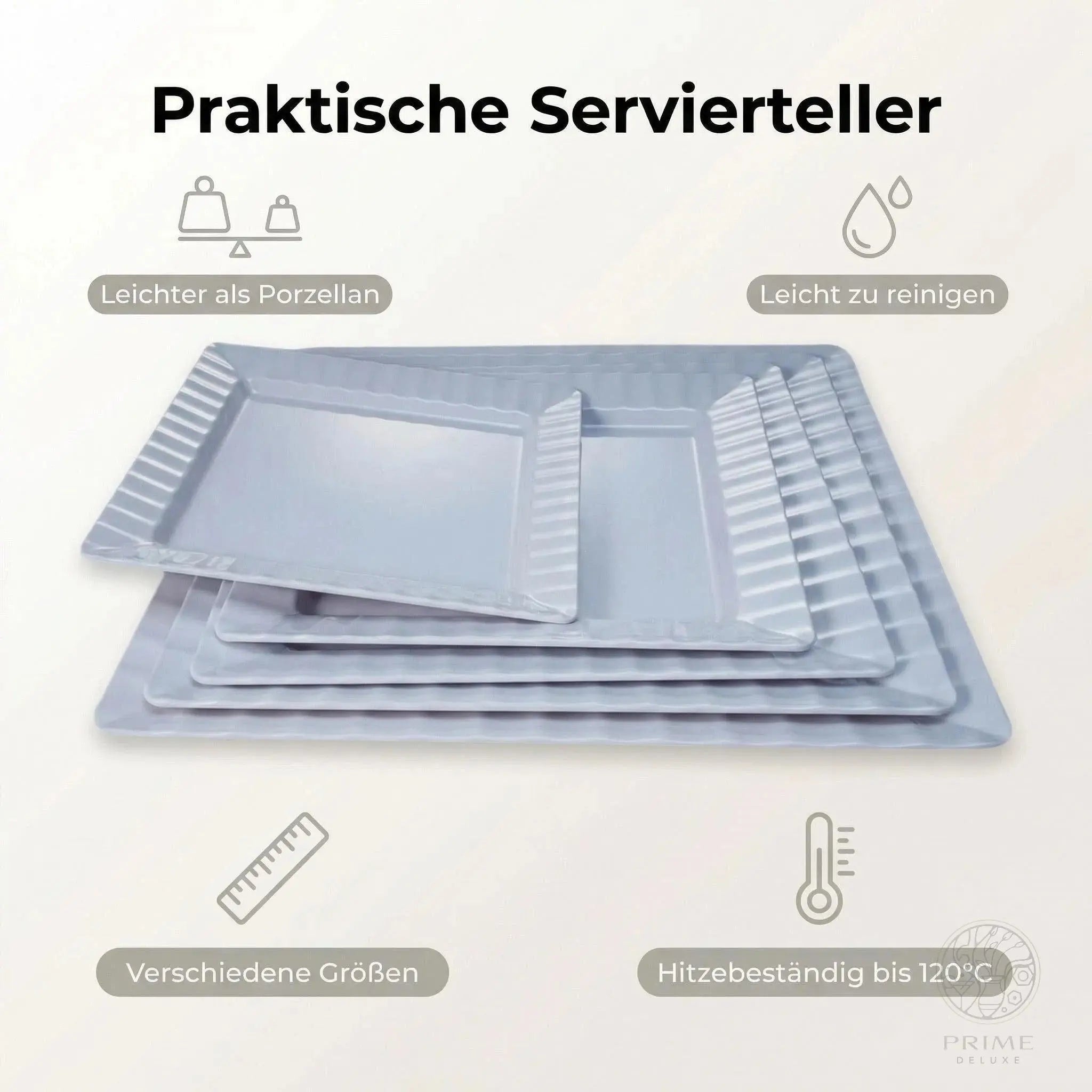 Melamin Servierteller Weiß | Quadratisch & Rechteckig Prime Deluxe GmbH