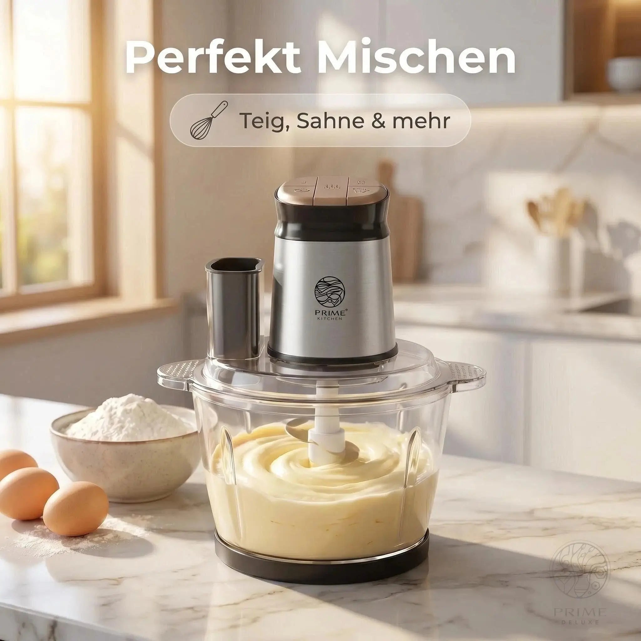 Prime Kitchen Multifunktions-Zerkleinerer aus Glas – Elektrischer Küchenzerkleinerer 3L / 5L mit 3 Geschwindigkeiten & Pulsfunktion Prime Deluxe GmbH