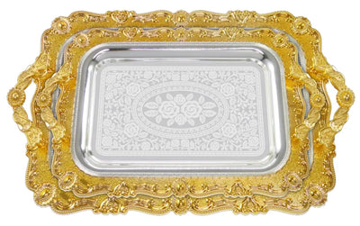 Elegantes 2er Tablett-Set aus Stahl mit Griffen – Hochwertig & Robust (36x26 cm & 46x36 cm) Prime Deluxe GmbH