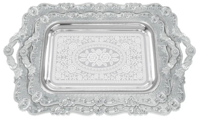 Elegantes 2er Tablett-Set aus Stahl mit Griffen – Hochwertig & Robust (36x26 cm & 46x36 cm) Prime Deluxe GmbH
