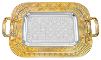 Elegantes 2er Tablett-Set aus Stahl mit Griffen – Hochwertig & Robust (36x26 cm & 46x36 cm) Prime Deluxe GmbH