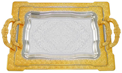 Elegantes 2er Tablett-Set aus Stahl mit Griffen – Hochwertig & Robust (36x26 cm & 46x36 cm) Prime Deluxe GmbH