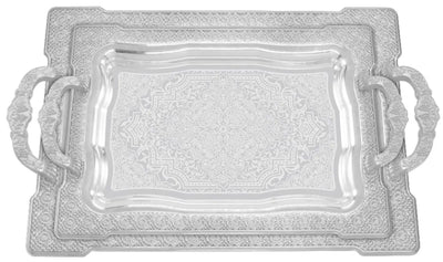 Elegantes 2er Tablett-Set aus Stahl mit Griffen – Hochwertig & Robust (36x26 cm & 46x36 cm) Prime Deluxe GmbH