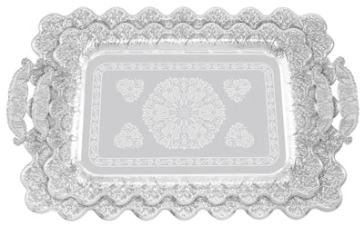 Elegantes 2er Tablett-Set aus Stahl mit Griffen – Hochwertig & Robust (36x26 cm & 46x36 cm) Prime Deluxe GmbH