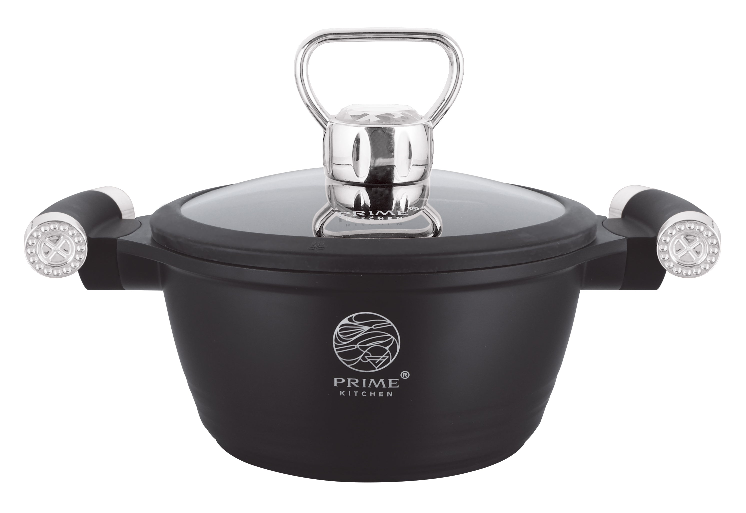 Diamond Edition Topfset 10-teilig – Keramik Antihaft, Induktion, Diamant Deckelgriff (Gold/Silber)