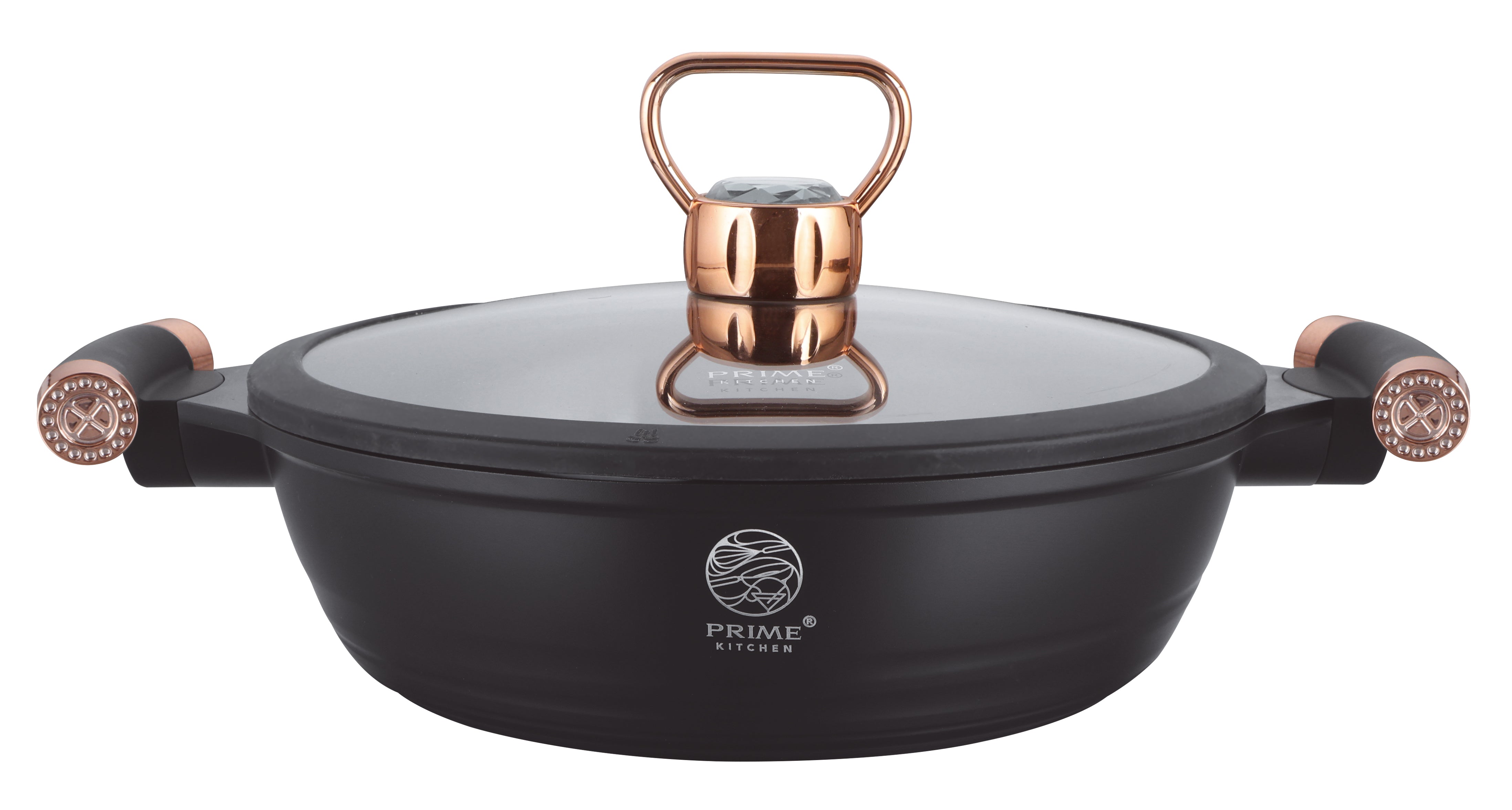 Diamond Edition Topfset 10-teilig – Keramik Antihaft, Induktion, Diamant Deckelgriff (Gold/Silber)