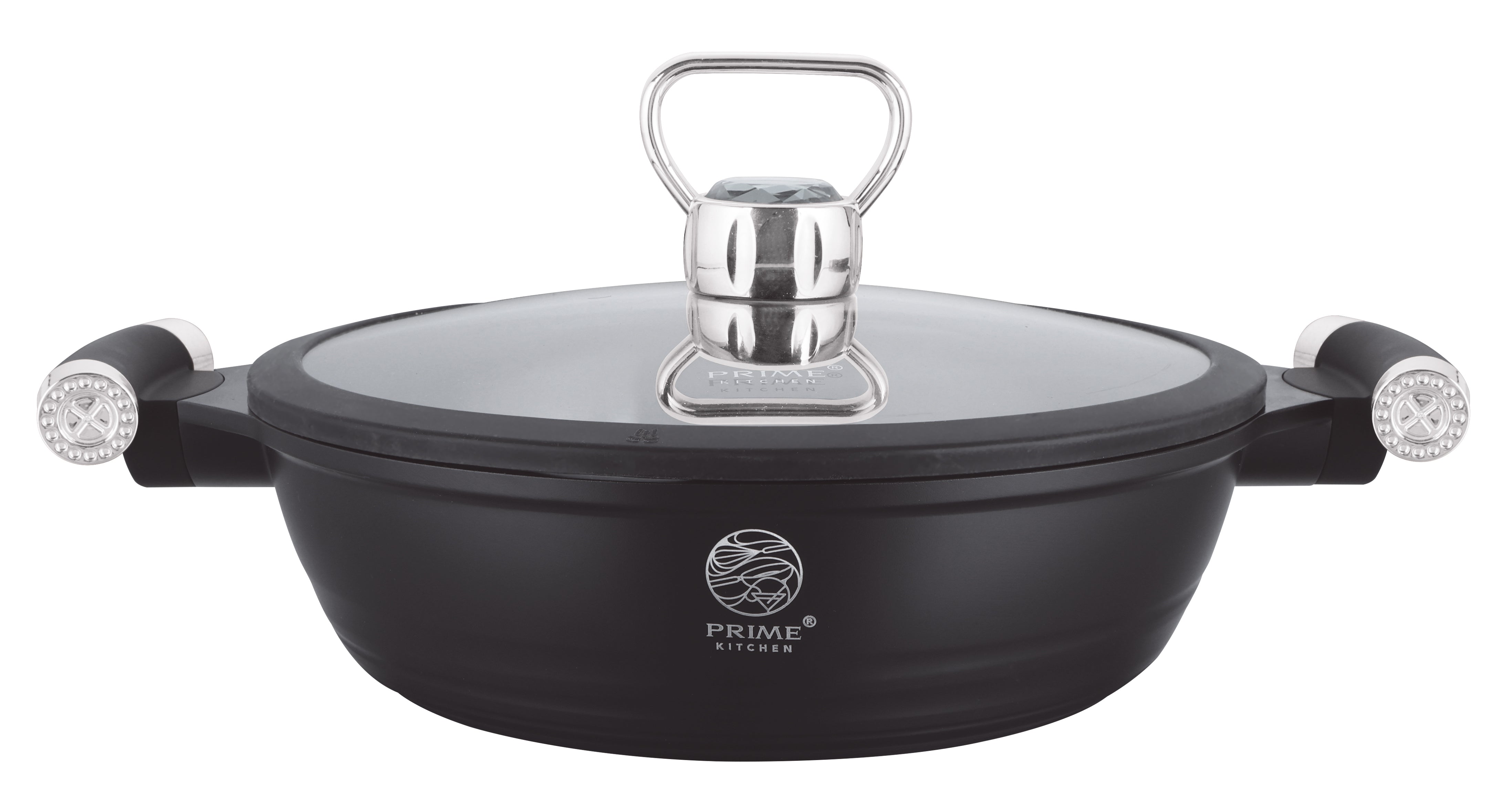 Diamond Edition Topfset 10-teilig – Keramik Antihaft, Induktion, Diamant Deckelgriff (Gold/Silber)