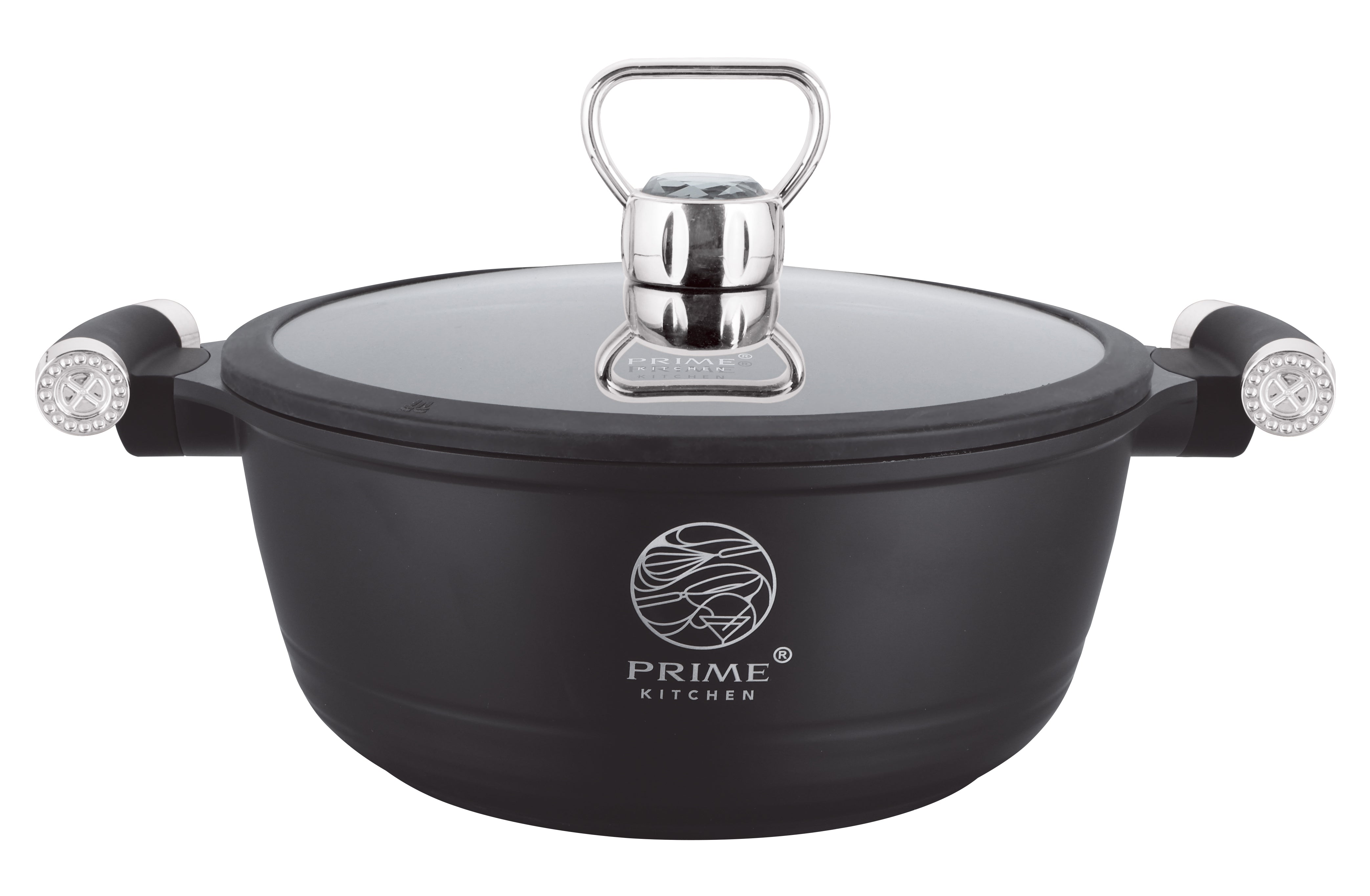 Diamond Edition Topfset 10-teilig – Keramik Antihaft, Induktion, Diamant Deckelgriff (Gold/Silber)