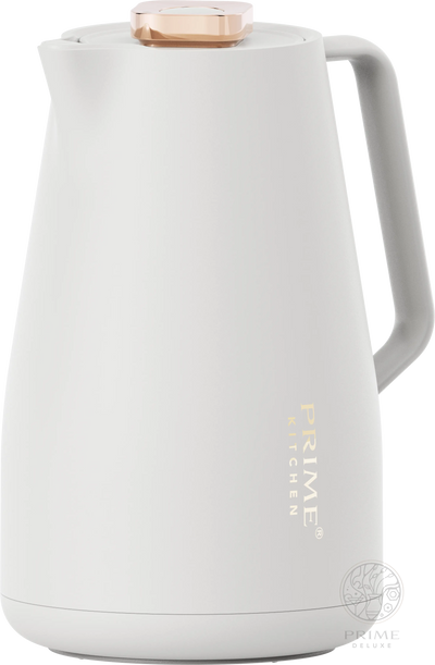 Prime Kitchen Thermoskanne 2L – Doppelwandige Isolierung, 12h heiß & 24h kalt, Einhand-Bedienung, Modernes Design mit Gold oder Silber Akzenten Prime Deluxe GmbH