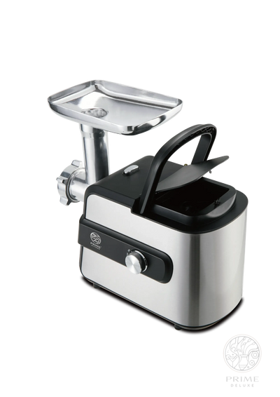 Elektrischer Fleischwolf Prime Kitchen MGY-150 – 1500W Edelstahl mit Rücklauf & Zubehörbox | Profi Fleischmaschine für Hackfleisch, Wurst & Kebbe Prime Deluxe GmbH