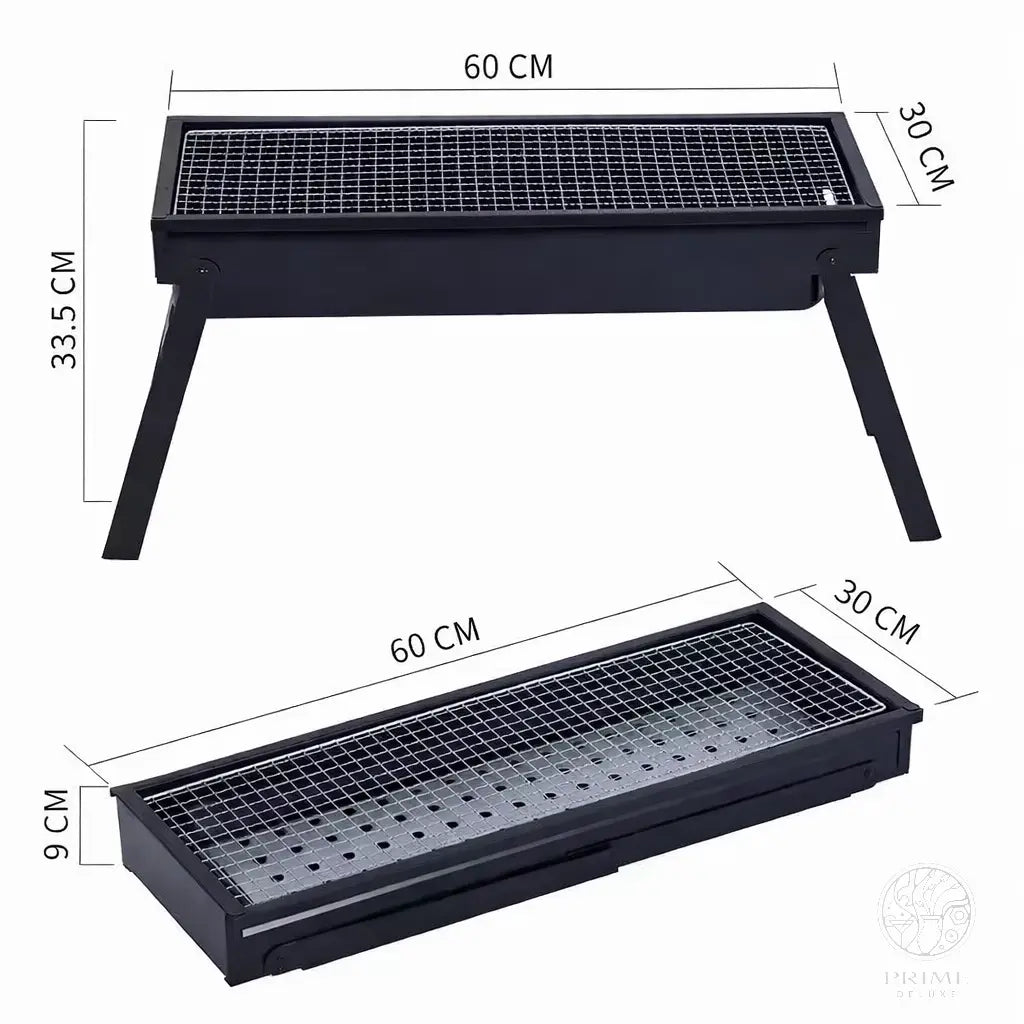 Faltbarer Holzkohlegrill 60 cm – Tragbarer Tischgrill mit Edelstahl-Grillrost & Kohle-Trennsystem Prime Deluxe GmbH