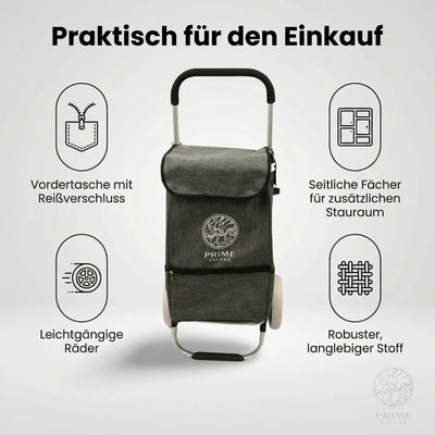 Prime Deluxe Einkaufstrolley – Faltbarer Hackenporsche mit großen Rädern & Tasche (verschiedene Farben) Prime Deluxe GmbH