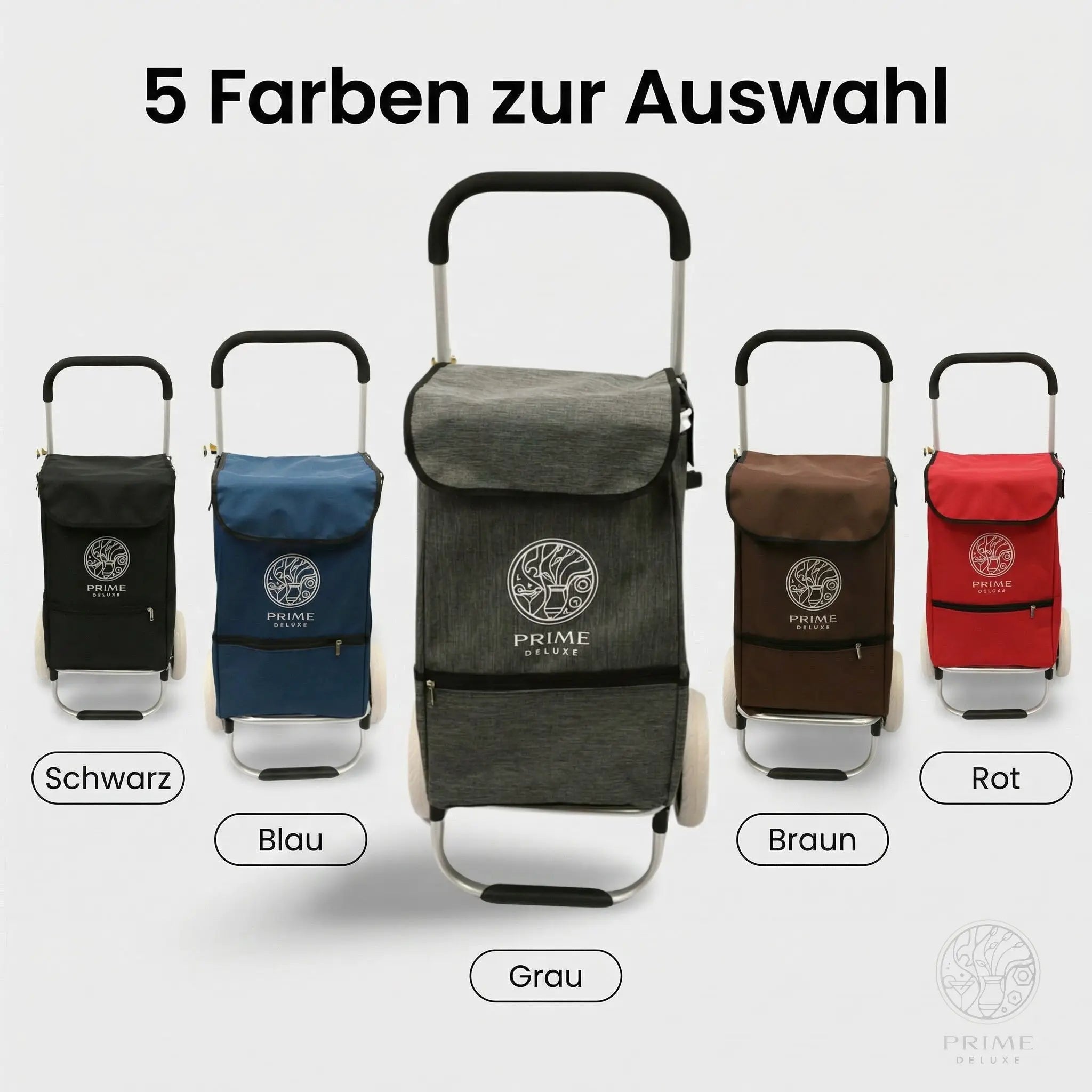 Prime Deluxe Einkaufstrolley – Faltbarer Hackenporsche mit großen Rädern & Tasche (verschiedene Farben) Prime Deluxe GmbH