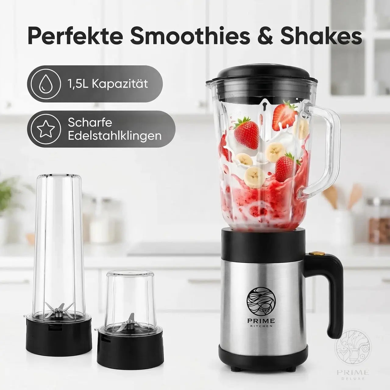 Prime Kitchen® Küchenmaschine 4-in-1 | Mixer · Smoothie · Kaffeemühle · Zerkleinerer Prime Deluxe GmbH