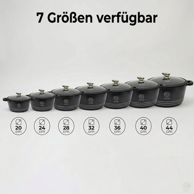 Keramik Kochtopf Einzelgrößen 20–44 cm – Induktionsgeeignet mit Gummideckel & Dampfsymbol Prime Deluxe GmbH