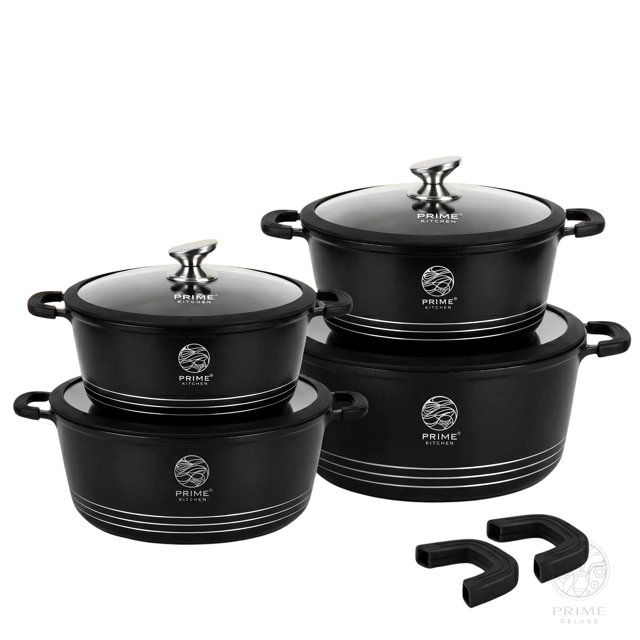 Prime Kitchen Topf-Set mit Keramikbeschichtung – 4-teilig (30, 32, 36, 40 cm) | Induktionsgeeignet | Antihaft-Kochtopf-Set Prime Deluxe GmbH