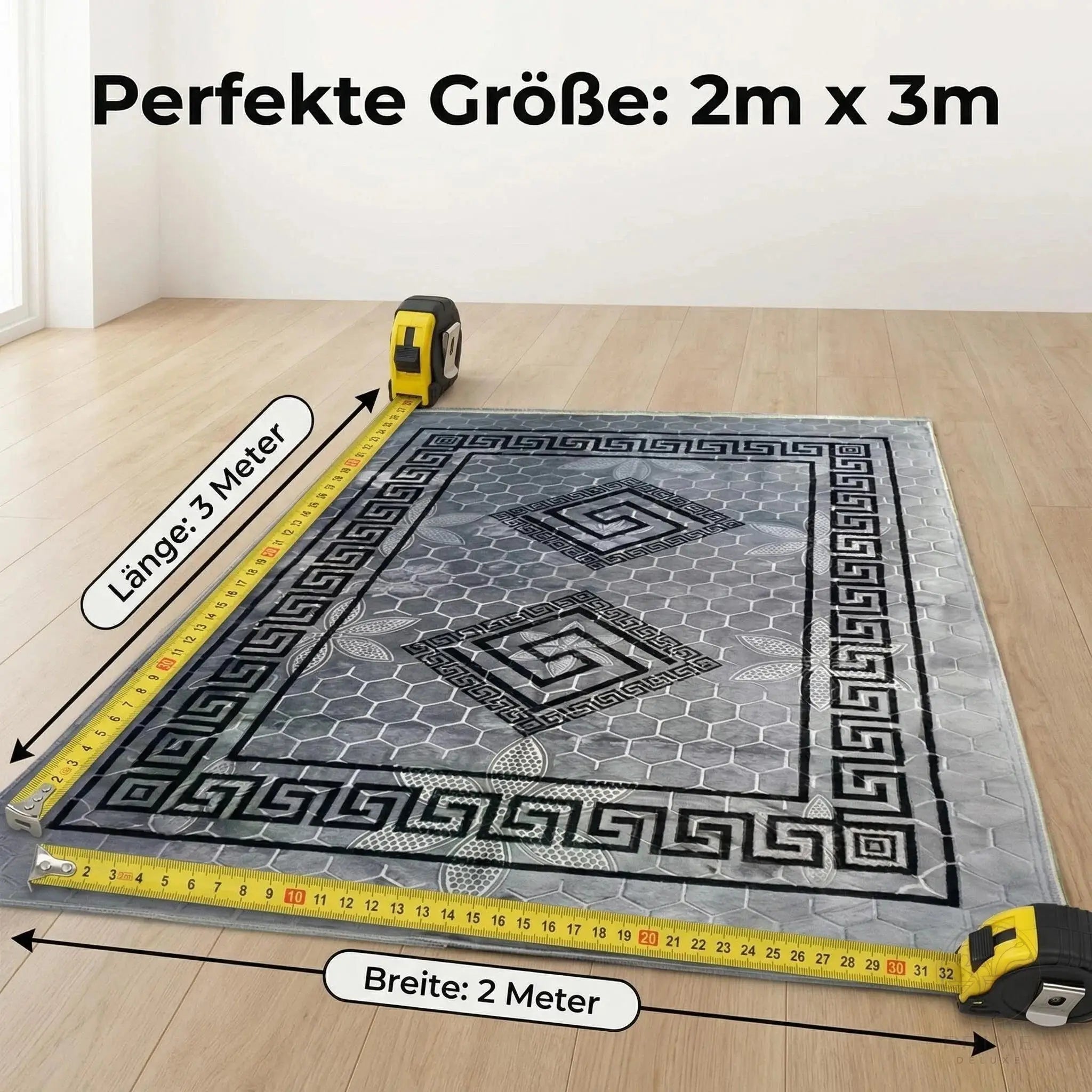 Vintage Teppich 200x300 cm aus Polyester mit rutschfester Unterseite – Wohnzimmer Teppich in 4 Farben Prime Deluxe GmbH