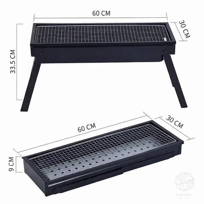 Faltbarer Holzkohlegrill 60 cm – Tragbarer Tischgrill mit Edelstahl-Grillrost & Kohle-Trennsystem Prime Deluxe GmbH