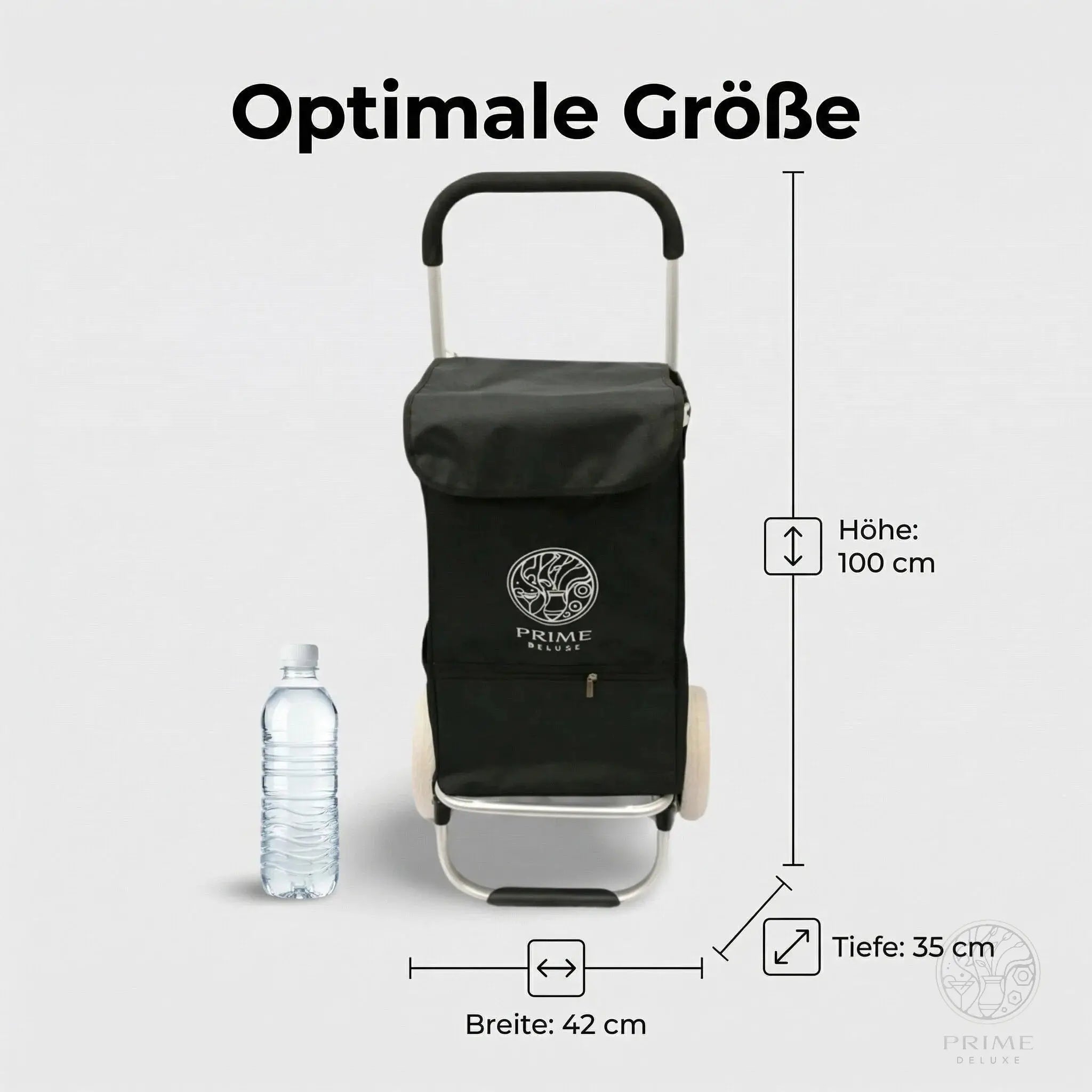 Prime Deluxe Einkaufstrolley – Faltbarer Hackenporsche mit großen Rädern & Tasche (verschiedene Farben) Prime Deluxe GmbH