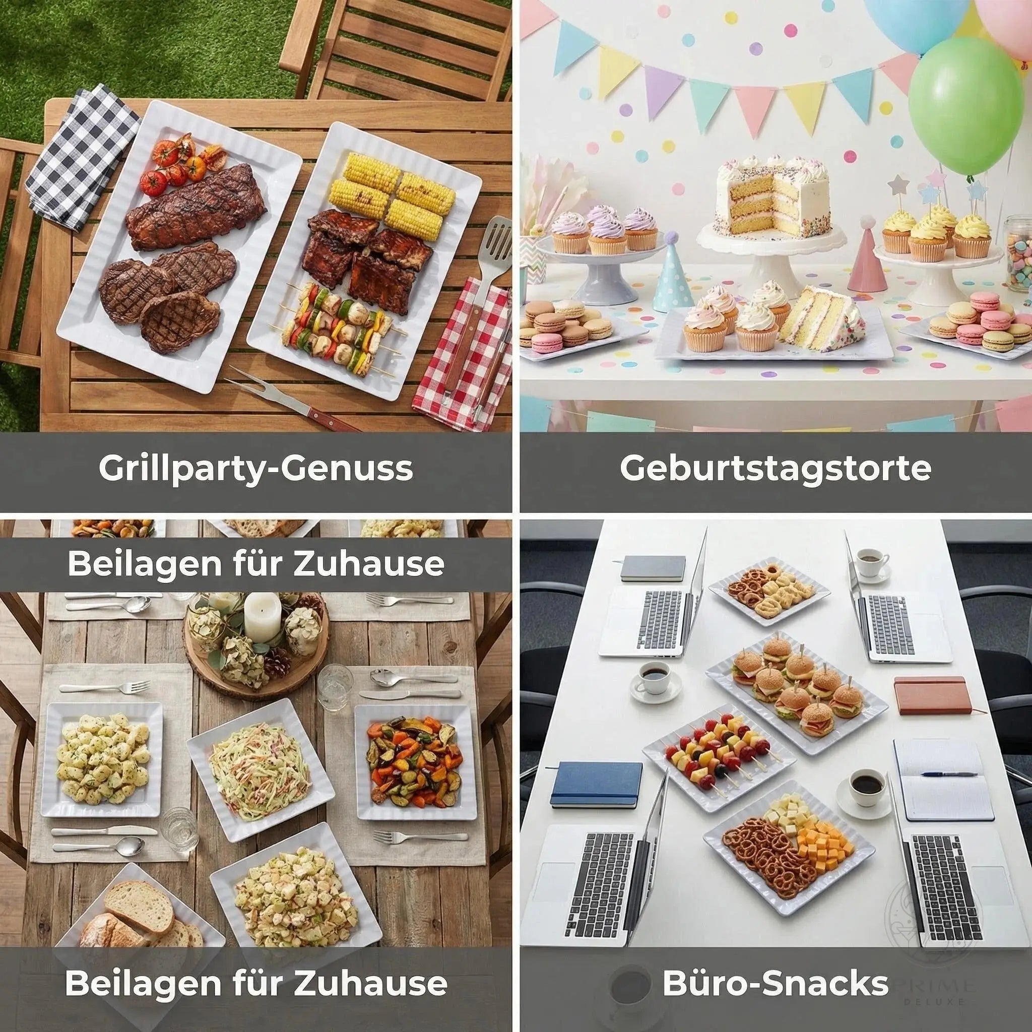 Melamin Servierteller Weiß | Quadratisch & Rechteckig Prime Deluxe GmbH