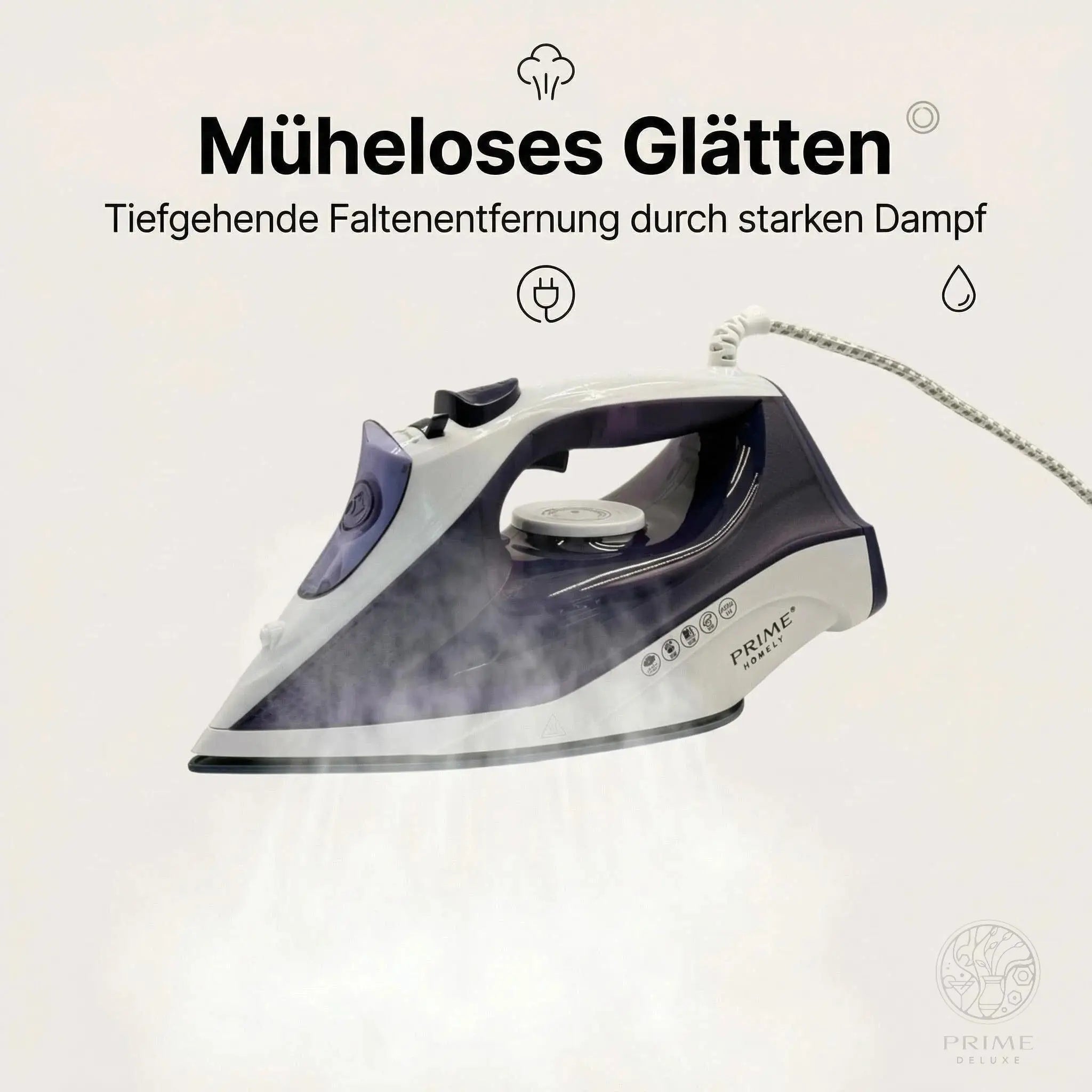 Dampfbügeleisen mit Keramiksohle & Dampf – 4 Farben Bügeleisen Prime Homely Prime Deluxe GmbH